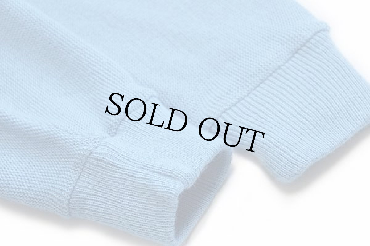 画像6: 60s Sears 無地 パール編み アクリルニット カーディガン 水色 M (6)