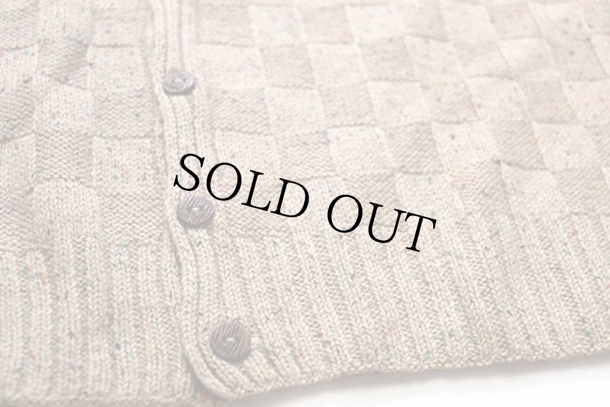 画像5: UNKNOWN 編み柄 ネップ入り ウールニット ベスト カーディガン 薄茶 (5)