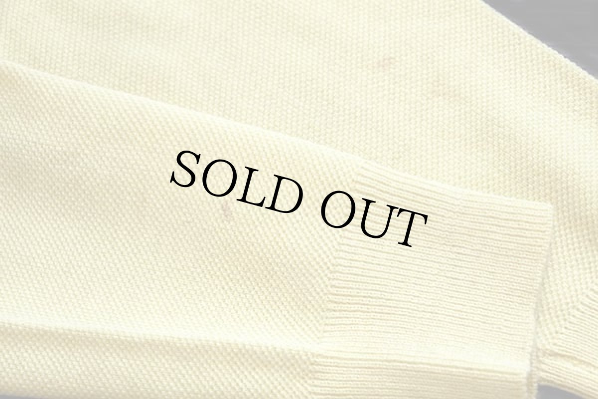 画像6: 70s フランス製 CHEMISE LACOSTE ラコステ ワンポイント パール編み ウール×アクリルニット セーター 黄 3 (6)