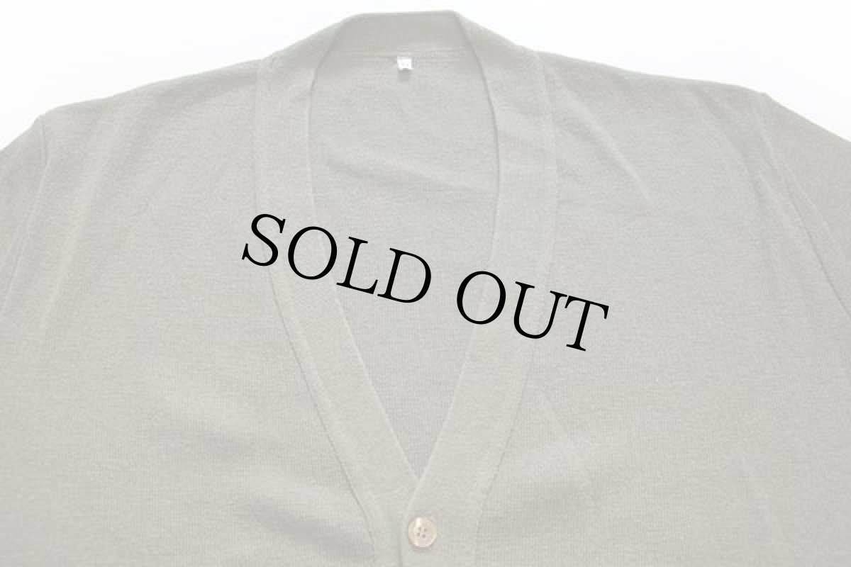 画像3: 80s イタリア製 FOLCO 無地 パチポケ ウール×アクリルニット カーディガン グリーングレー 54 (3)