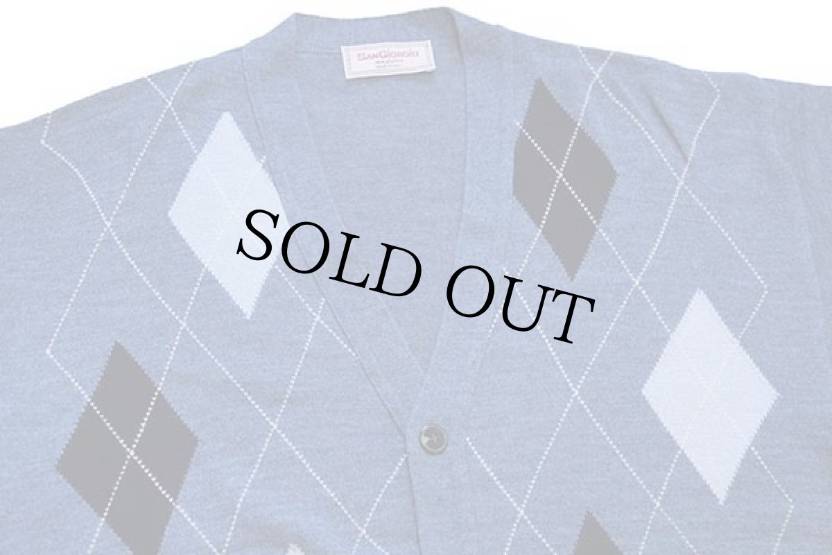 画像3: イタリア製 SAN GIORGIO アーガイル柄 メリノウール×アクリルニット カーディガン ブルーグレー 4 (3)