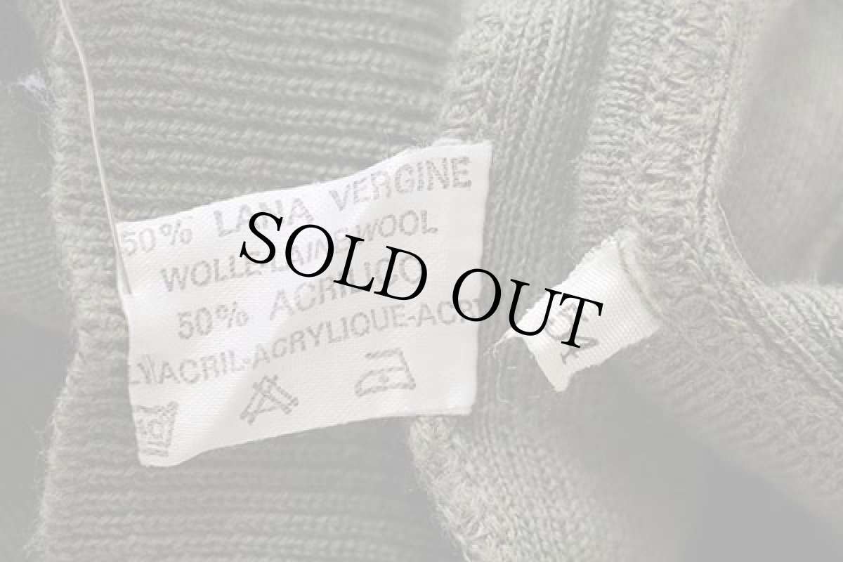 画像4: 80s イタリア製 FOLCO 無地 パチポケ ウール×アクリルニット カーディガン グリーングレー 54 (4)