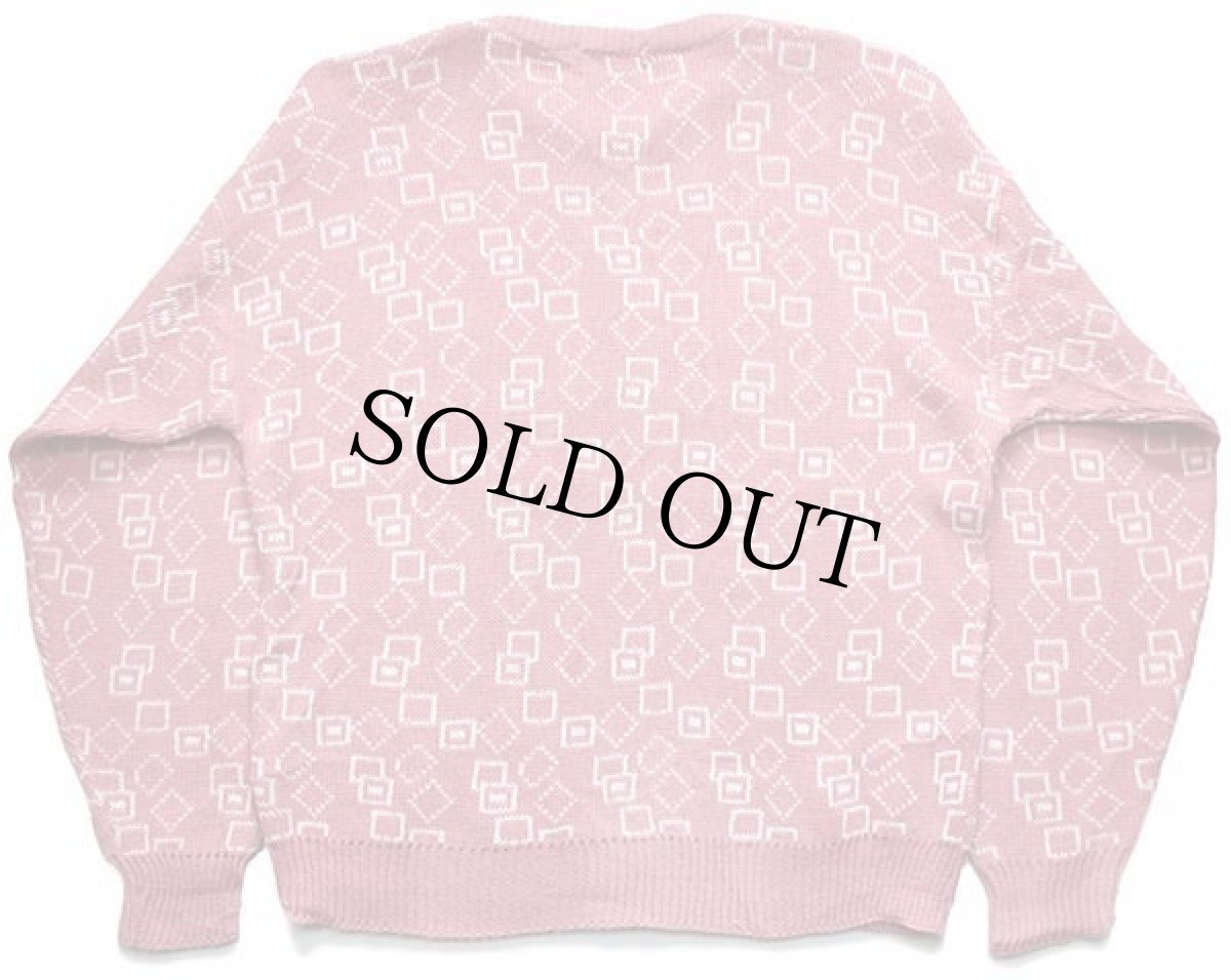 画像2: 80s USA製 Finalist 総柄 コットン×アクリルニット セーター ピンク L (2)