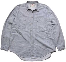 画像1: 90s Levi'sリーバイス ヒッコリー ストライプ コットン ワークシャツ XL (1)