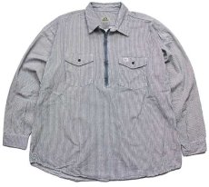 画像1: USA製 WHISTLE WORKGEAR ヒッコリー ストライプ ハーフジップ プルオーバー コットン ワークシャツ 2XL★特大 (1)