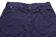 画像4: メキシコ製 carharttカーハート FR CAT2 ダック地 カーゴパンツ 濃紺 w38 L32 (4)
