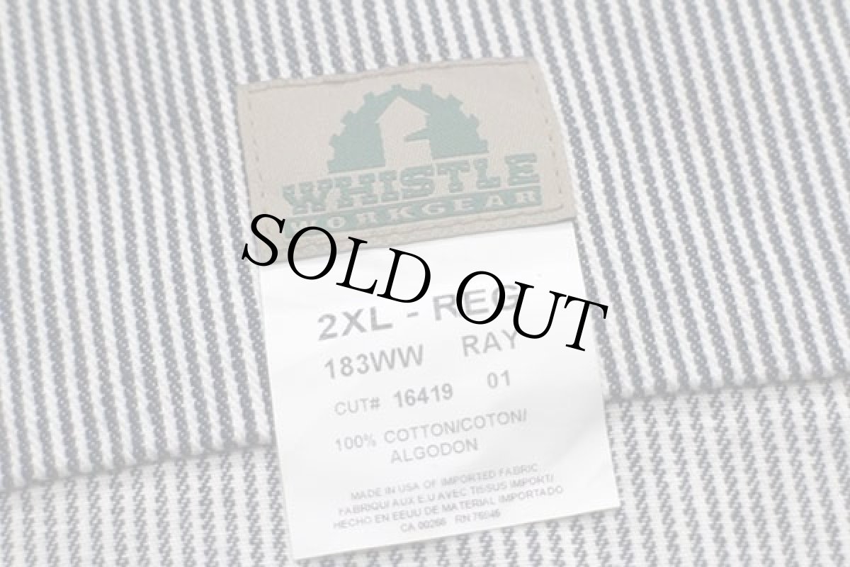 画像4: USA製 WHISTLE WORKGEAR ヒッコリー ストライプ ハーフジップ プルオーバー コットン ワークシャツ 2XL★特大 (4)