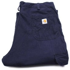 画像1: メキシコ製 carharttカーハート FR CAT2 ダック地 カーゴパンツ 濃紺 w38 L32 (1)