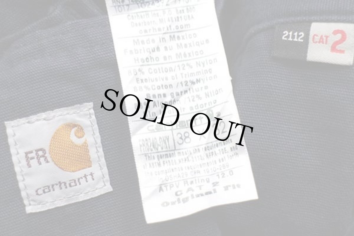 画像6: メキシコ製 carharttカーハート FR CAT2 ダック地 カーゴパンツ 濃紺 w38 L32 (6)