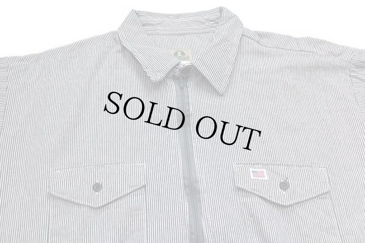 画像3: USA製 WHISTLE WORKGEAR ヒッコリー ストライプ ハーフジップ プルオーバー コットン ワークシャツ 2XL★特大 (3)