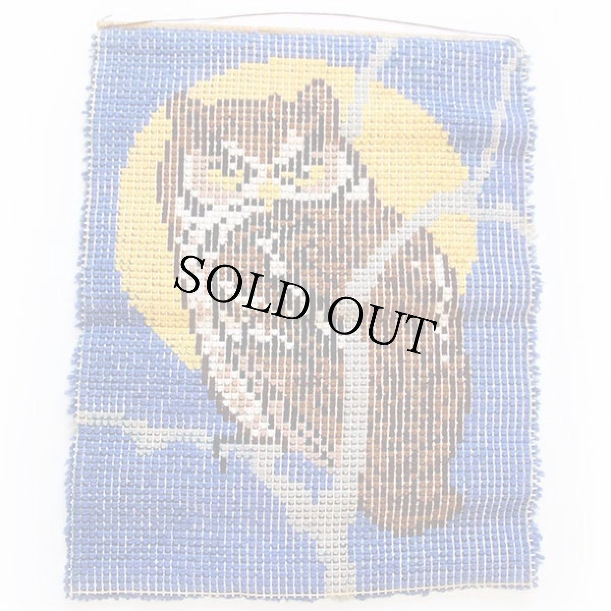 画像2: 70s フクロウ柄 ラグ タペストリー (2)