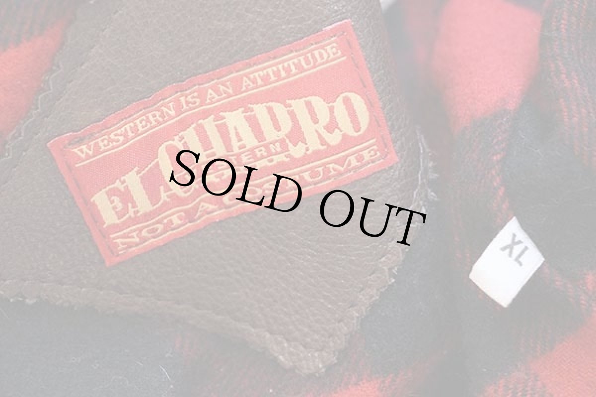 画像4: 90s EL CHARRO バッファローチェックライナー レザー 切り替え ベスト 焦げ茶 XL (4)