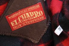 画像4: 90s EL CHARRO バッファローチェックライナー レザー 切り替え ベスト 焦げ茶 XL (4)