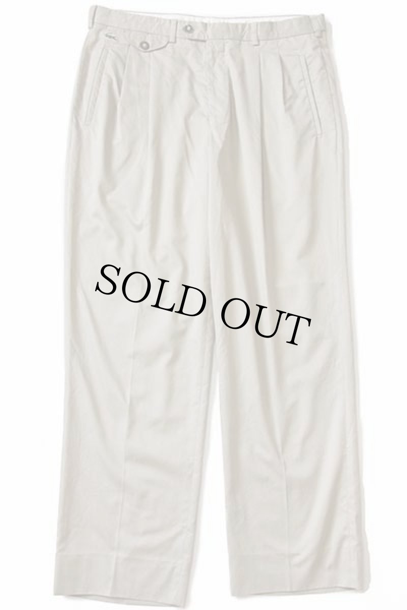 画像2: 80s スペイン製 CHEMISE LACOSTE ラコステ ツータック スラックス パンツ カーキ 46 (2)