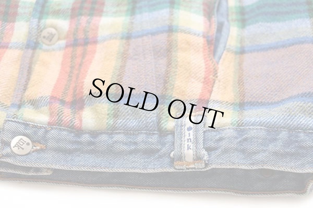 画像6: 90s イタリア製 ink キルティングライナー マドラスチェック フランネル×デニムベスト 46 (6)