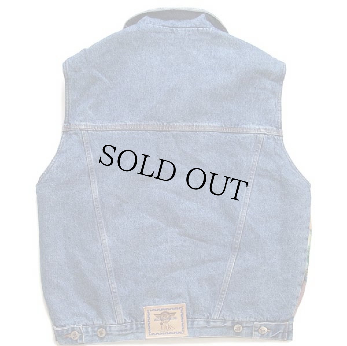 画像2: 90s イタリア製 ink キルティングライナー マドラスチェック フランネル×デニムベスト 46 (2)