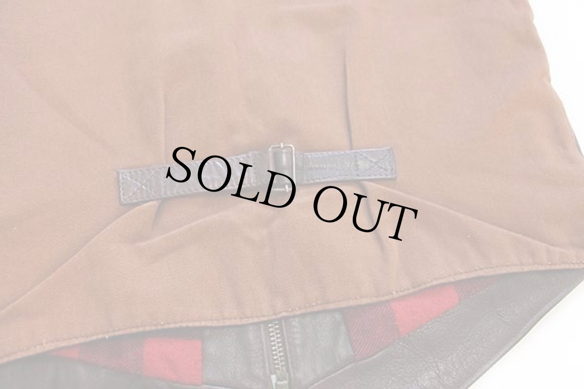 画像7: 90s EL CHARRO バッファローチェックライナー レザー 切り替え ベスト 焦げ茶 XL (7)