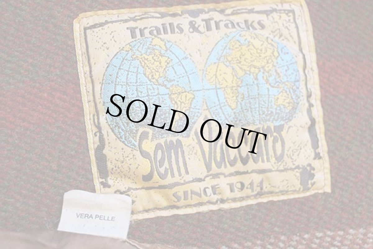 画像4: 90s Sem Vaccaro スエードレザー×フォークロア柄ラグ 切り替え ベスト M (4)