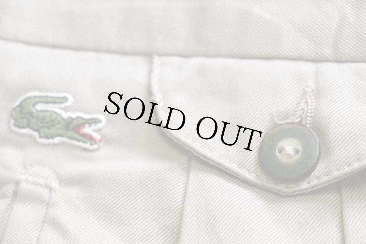 画像7: 80s スペイン製 CHEMISE LACOSTE ラコステ ツータック スラックス パンツ カーキ 46 (7)