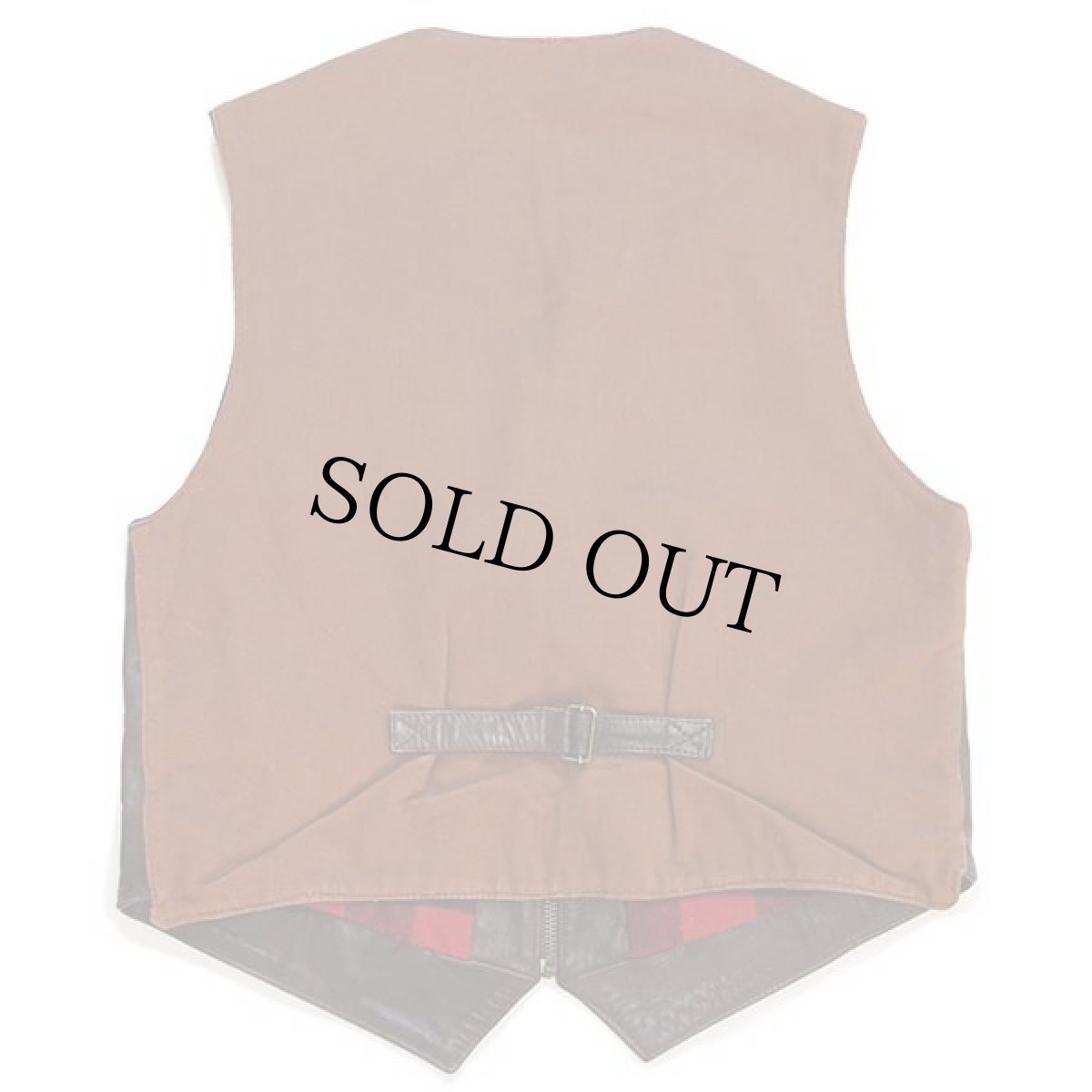 画像2: 90s EL CHARRO バッファローチェックライナー レザー 切り替え ベスト 焦げ茶 XL (2)