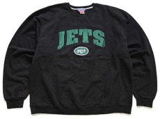 画像1: 00s メキシコ製 Championチャンピオン NFL NY JETS 前V スウェット 黒 XXL★特大 (1)