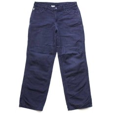 画像2: メキシコ製 carharttカーハート FR HRC2 ダック地 ワークパンツ ダークネイビー 12 L30 (2)
