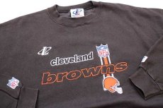 画像3: 90s USA製 LOGO ATHLETIC NFL cleveland browns 刺繍 スウェット 焦げ茶 XL (3)