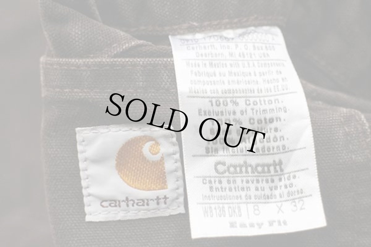 画像6: メキシコ製 carharttカーハート ダブルニー ダック地 ペインターパンツ ペンキ飛び 焦げ茶 8 L32 (6)