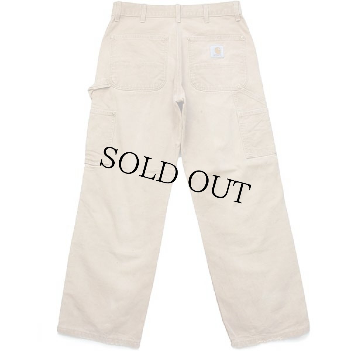 画像3: 90s USA製 carharttカーハート ダブルニー ダック地 ペインターパンツ 茶 フェード w32 (3)