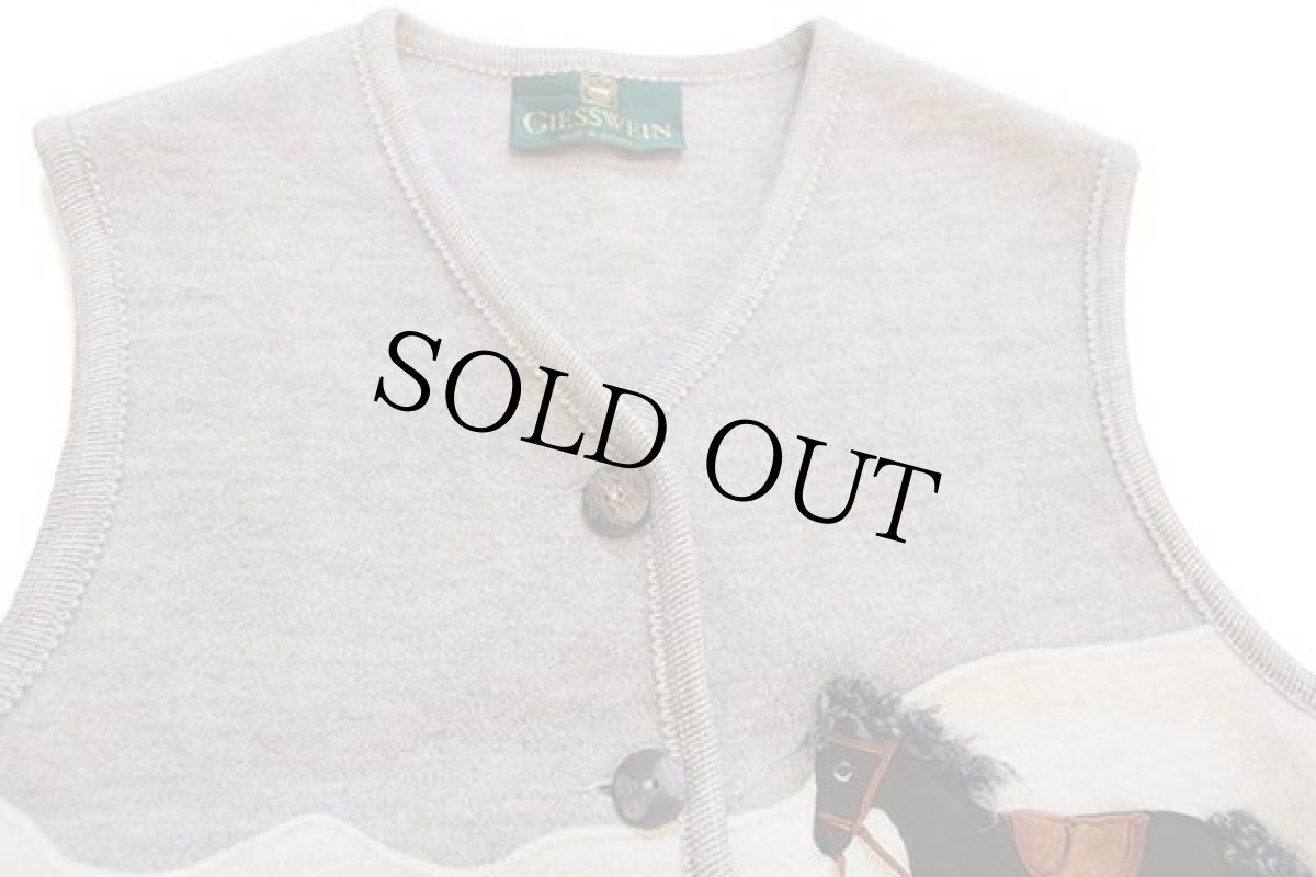 画像3: オーストリア製 GIESSWEIN ホース アート チロリアン パイル×ボイルドウール ベスト 38 (3)