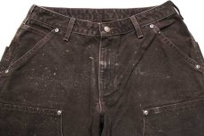 画像4: メキシコ製 carharttカーハート ダブルニー ダック地 ペインターパンツ ペンキ飛び 焦げ茶 8 L32 (4)