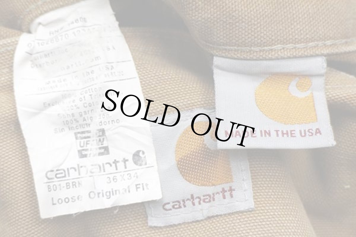 画像6: USA製 carharttカーハート ダブルニー ダック地 ペインターパンツ ペンキ飛び 茶 w36 L34 (6)