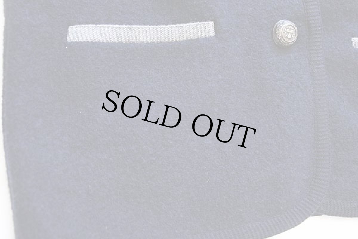 画像6: UNKNOWN 花柄 アップリケ ツートン ノーカラー チロリアン ボイルドウール ベスト 紺×グレー (6)