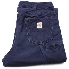 画像1: メキシコ製 carharttカーハート FR HRC2 ダック地 ワークパンツ ダークネイビー 12 L30 (1)