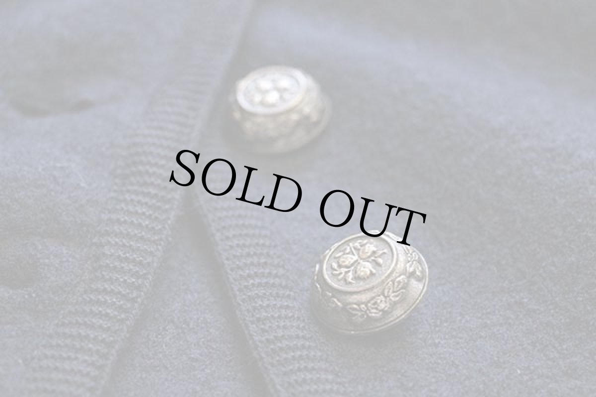 画像5: UNKNOWN 花柄 アップリケ ツートン ノーカラー チロリアン ボイルドウール ベスト 紺×グレー (5)