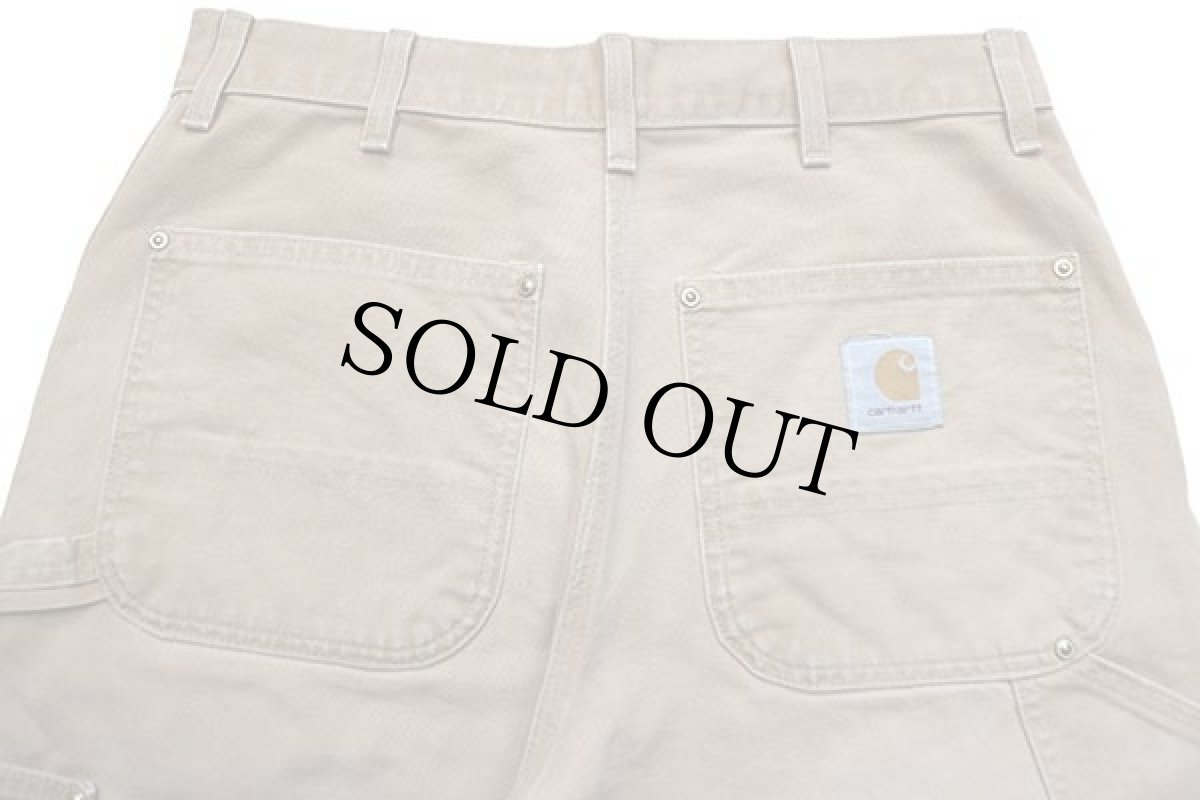 画像5: 90s USA製 carharttカーハート ダブルニー ダック地 ペインターパンツ 茶 フェード w32 (5)