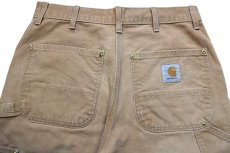 画像5: 90s USA製 carharttカーハート ダブルニー ダック地 ペインターパンツ 茶 フェード w32 (5)