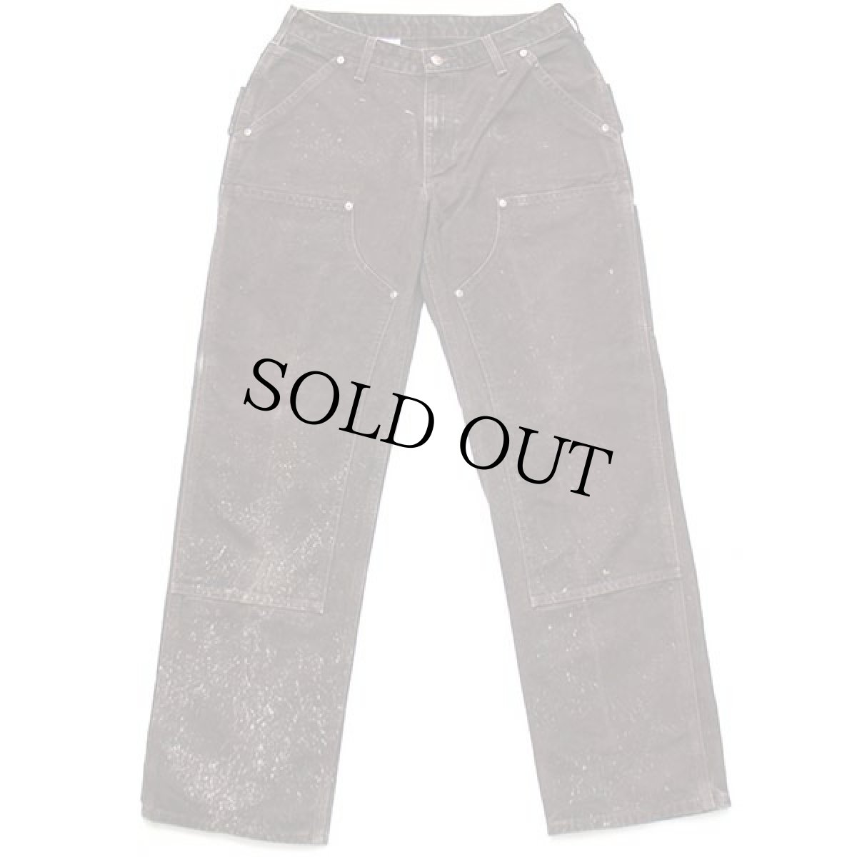 画像2: メキシコ製 carharttカーハート ダブルニー ダック地 ペインターパンツ ペンキ飛び 焦げ茶 8 L32 (2)