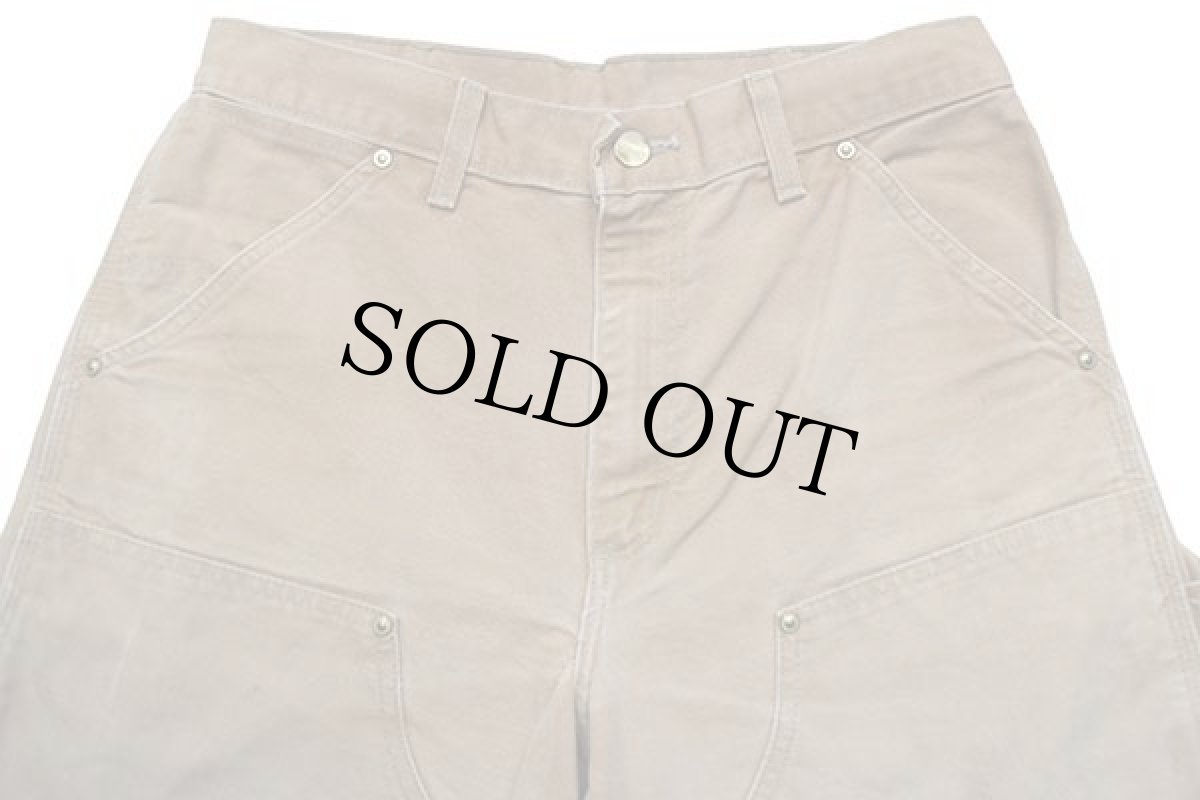 画像4: 90s USA製 carharttカーハート ダブルニー ダック地 ペインターパンツ 茶 フェード w32 (4)