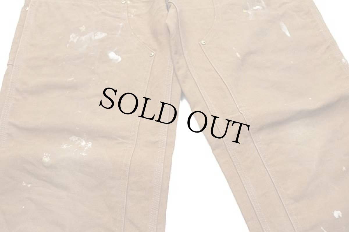 画像7: USA製 carharttカーハート ダブルニー ダック地 ペインターパンツ ペンキ飛び 茶 w36 L34 (7)