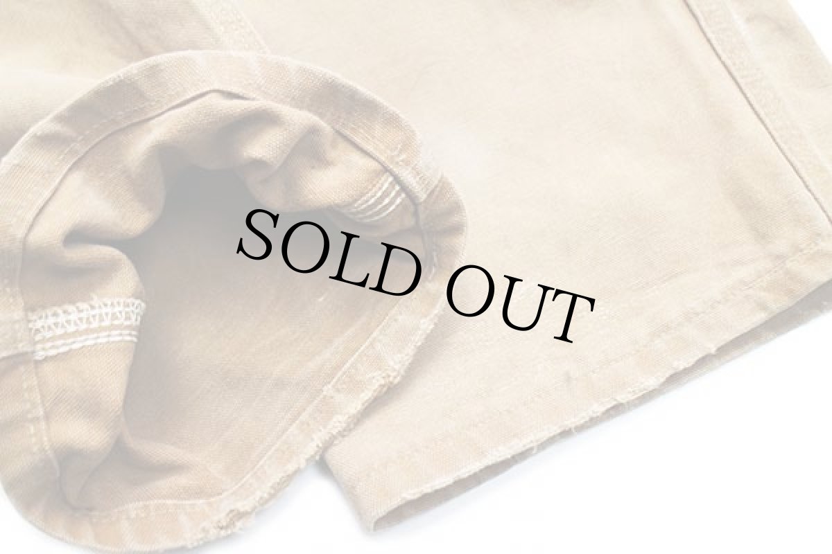 画像9: 90s USA製 carharttカーハート ダブルニー ダック地 ペインターパンツ 茶 フェード w32 (9)