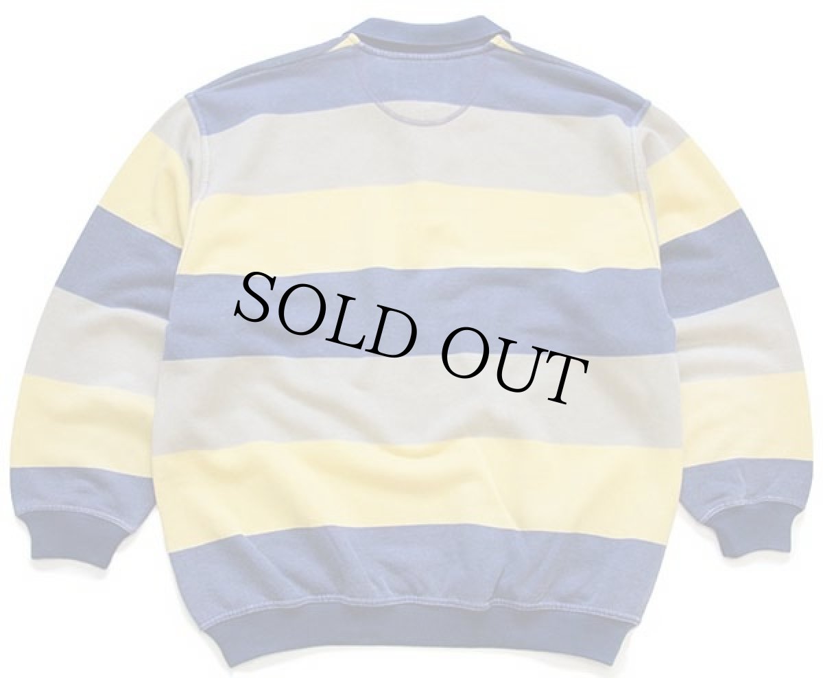 画像2: 90s VETEMENTS マルチカラー 太ボーダー 襟付き コットン スウェット M (2)