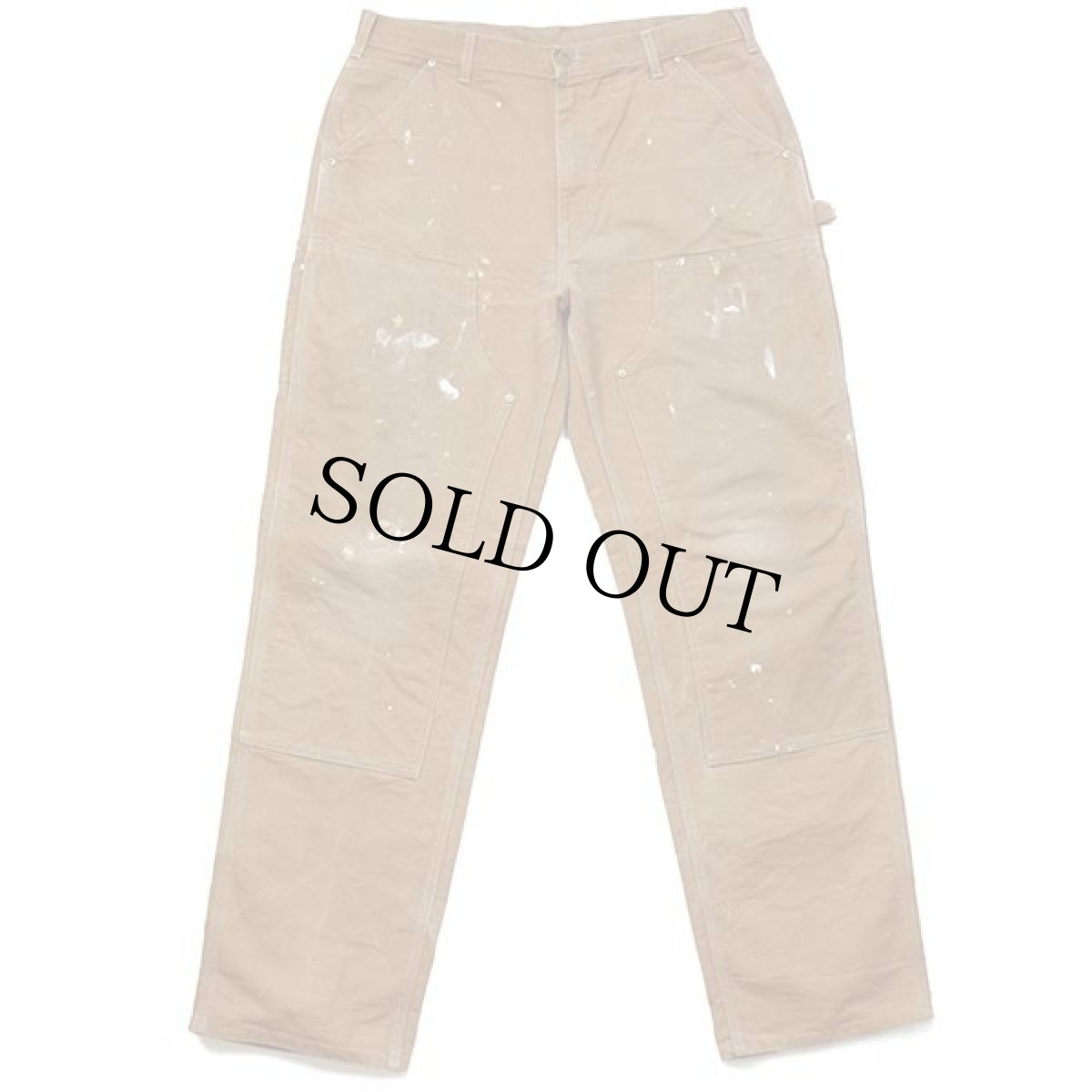 画像2: USA製 carharttカーハート ダブルニー ダック地 ペインターパンツ ペンキ飛び 茶 w36 L34 (2)