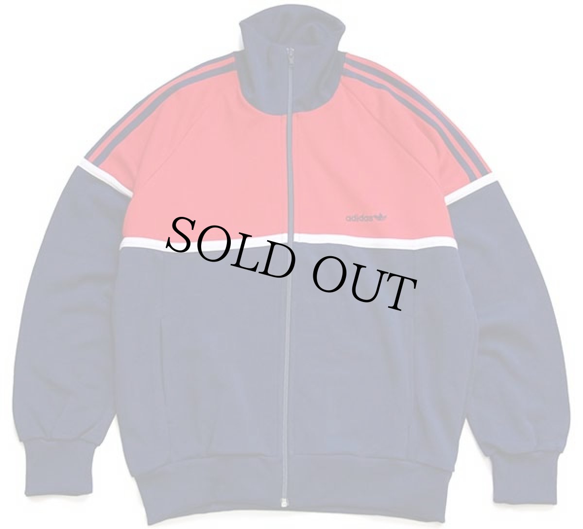 画像2: デッドストック★80s adidasアディダス トレフォイル ロゴ刺繍 ツートン ハイネック トラックジャケット 赤×紺★ジャージ (2)