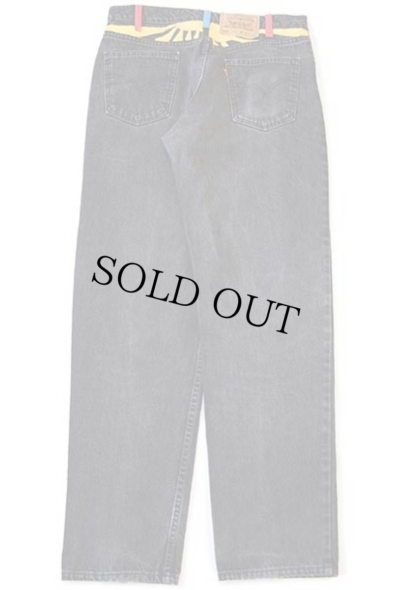 画像3: 90s USA製 Levi'sリーバイス 550 ハンドペイント ブラック デニムパンツ w34 L32 (3)