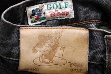 画像6: 90s イタリア製 Disneyディズニー GOLF ミッキー マウス 刺繍 先染め ブラック デニムパンツ 52 (6)