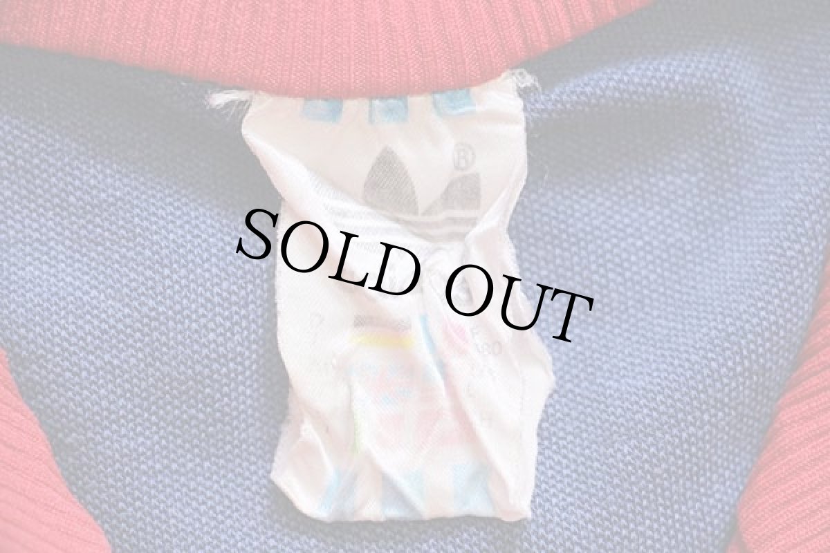 画像4: 80s adidasアディダス トレフォイル ロゴ ツートン ハイネック トラックジャケット 紺×赤 L★ジャージ (4)