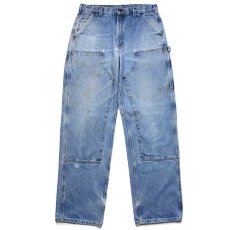 画像2: メキシコ製 carharttカーハート デニム ダブルニー ペインターパンツ ペンキ飛び w34 L34 (2)