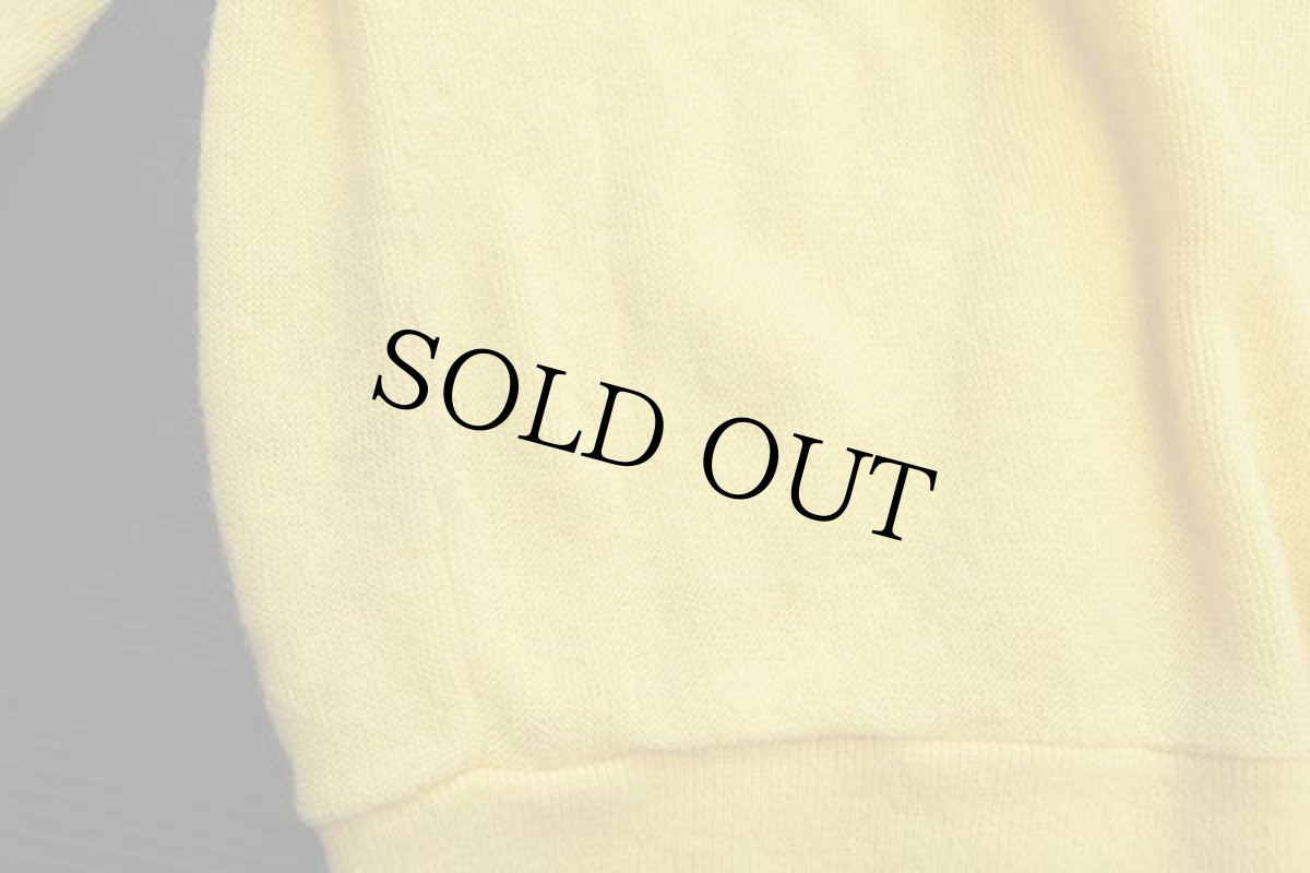 画像5: 70s USA製 IZOD OF LONDON ワンポイント パール編み アクリルニット カーディガン 黄 S★LACOSTEラコステ (5)