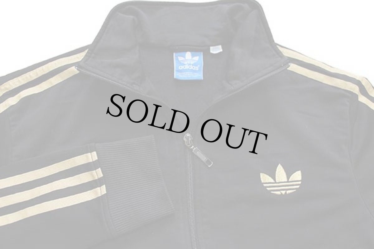 画像3: adidasアディダス トレフォイル ロゴ刺繍 トラックジャケット 黒×金 M★ジャージ (3)